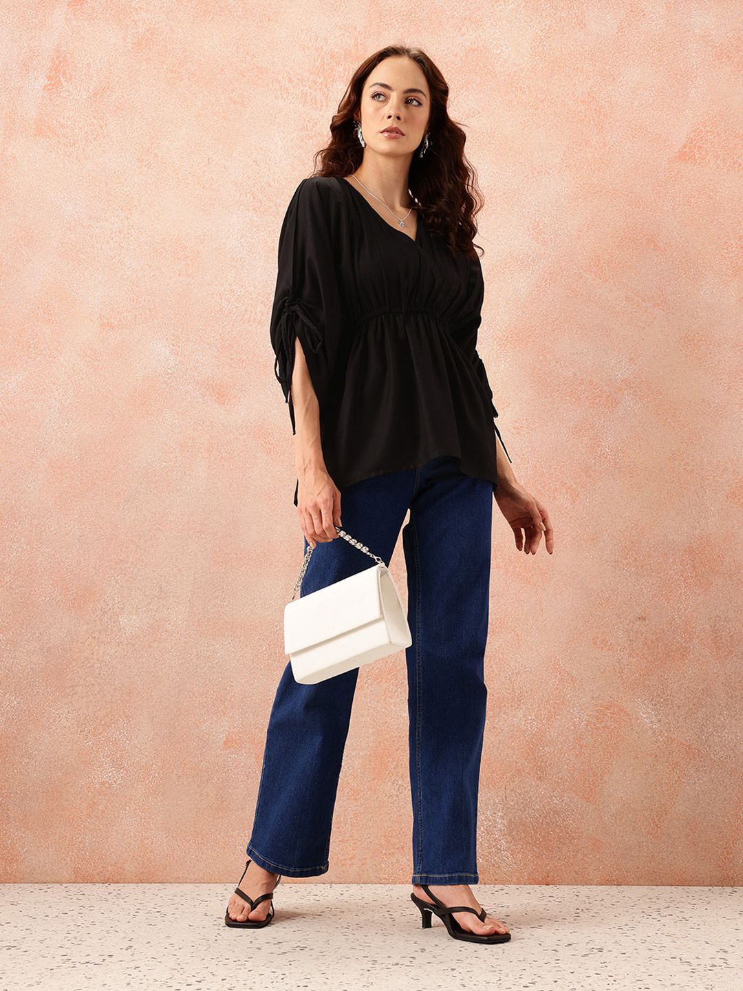 all about you Flared SleeveTie Up Detail Wrap Top