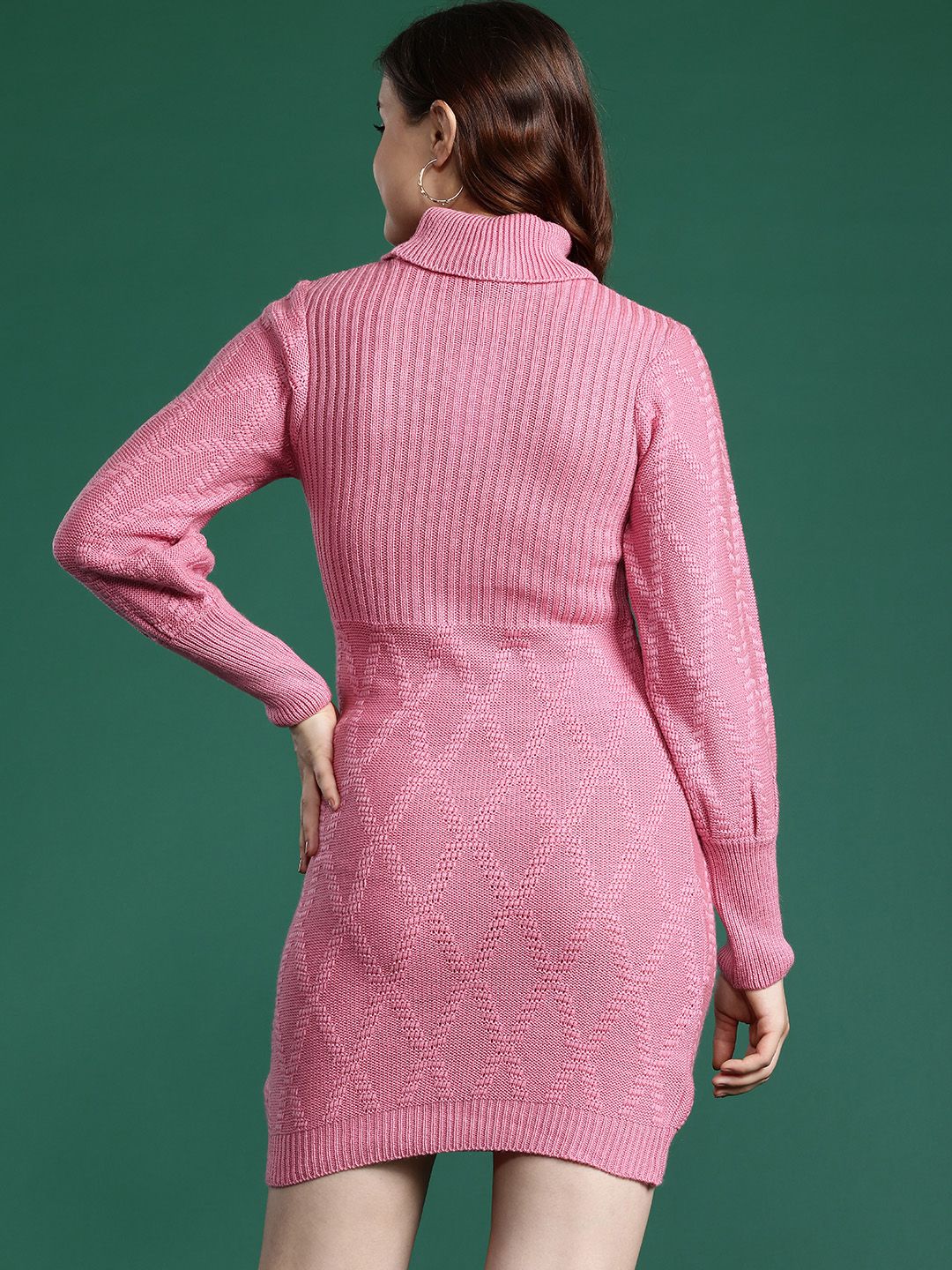 DressBerry Acrylic Self Designed Bodycon Mini Dress
