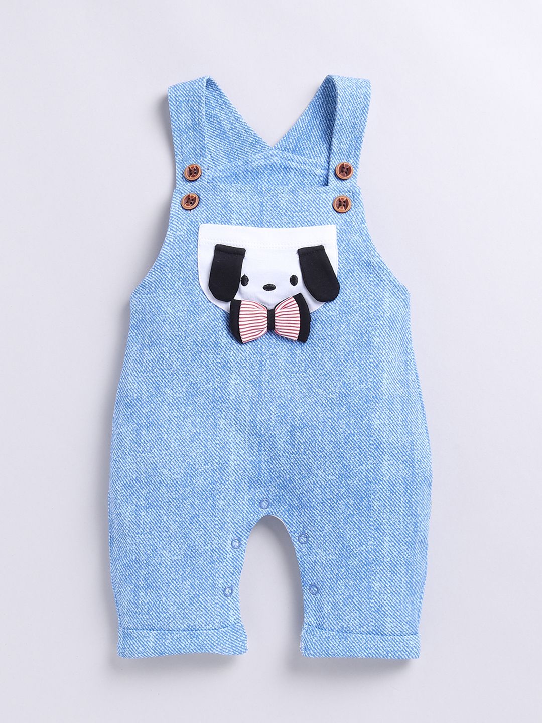 Moms Love Infant Boys Pure Cotton Dungaree With Striped T-shirt