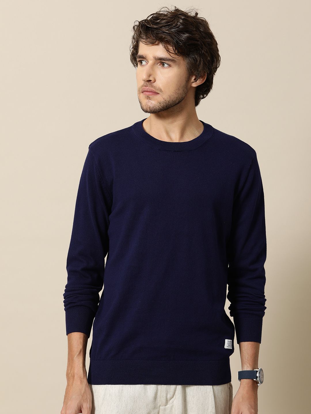 Mr Bowerbird Men Dark Blue Round Neck T-shirt