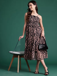 DressBerry Animal Print A-Line Midi Dress