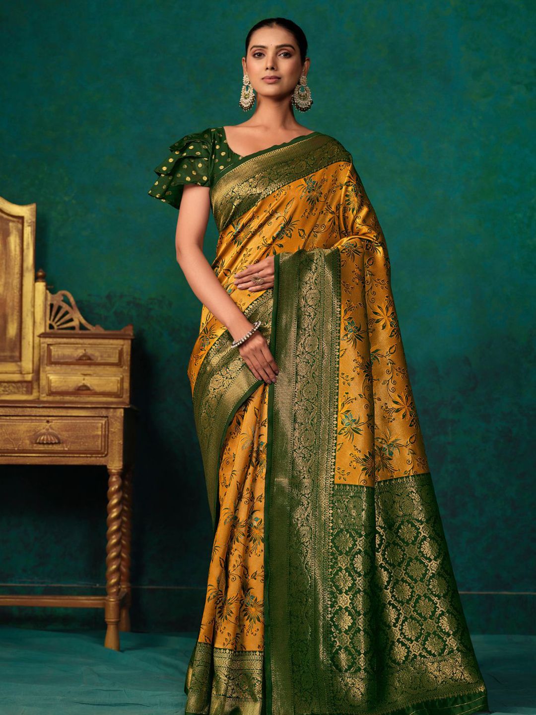 KALINI Woven Design Zari Paithani Saree