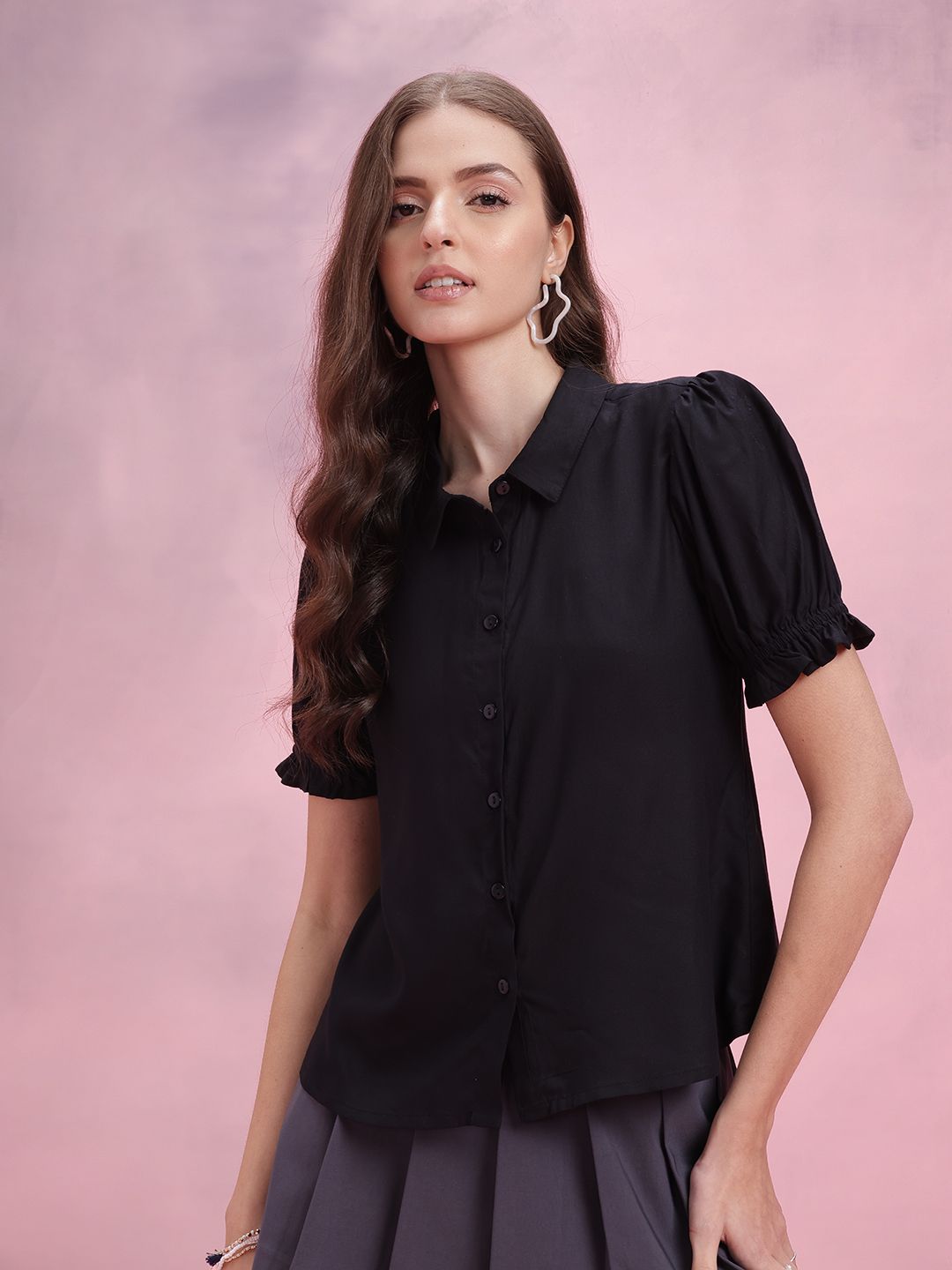 DressBerry Puff Sleeves Casual Shirt