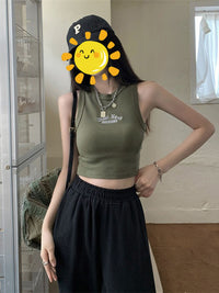 DressBerry Typography Printed Round Neck Tank Top