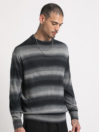 THE BEAR HOUSE Striped Drop-Shoulder Sleeves Acrylic Pullover Sweatshirt