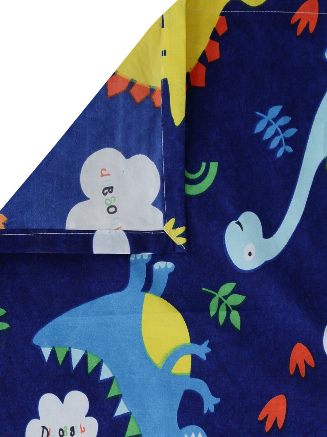 KLOTTHE Navy Blue & Yellow Graphic 300 TC King Bedsheet with 2 Pillow Covers