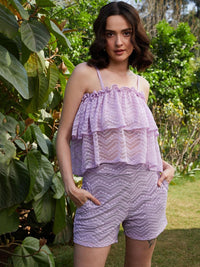 Athena Self-Designed Floral Lace Top With Shorts