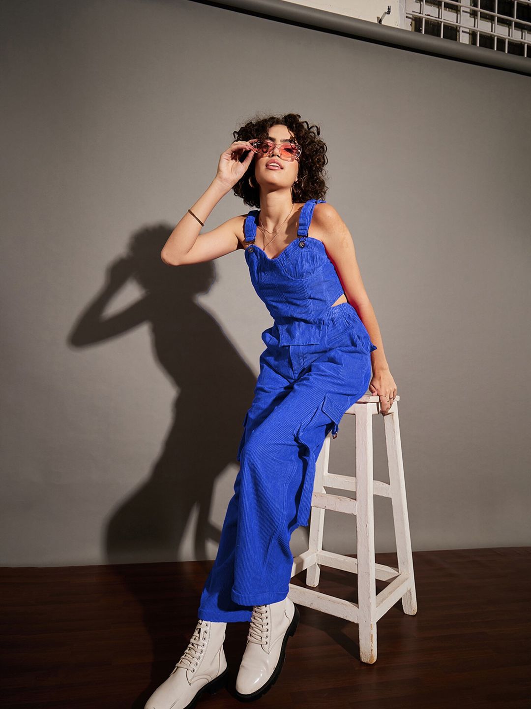 SASSAFRAS Ribbed Shoulder Straps Corduroy Cotton Crop Top