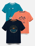 HELLCAT Boys Pack Of 3 Graphic Printed Cotton T-shirt