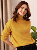 STREET 9 Self Design High Neck Long Sleeve Acrylic Cable Knit Pullover Sweaters