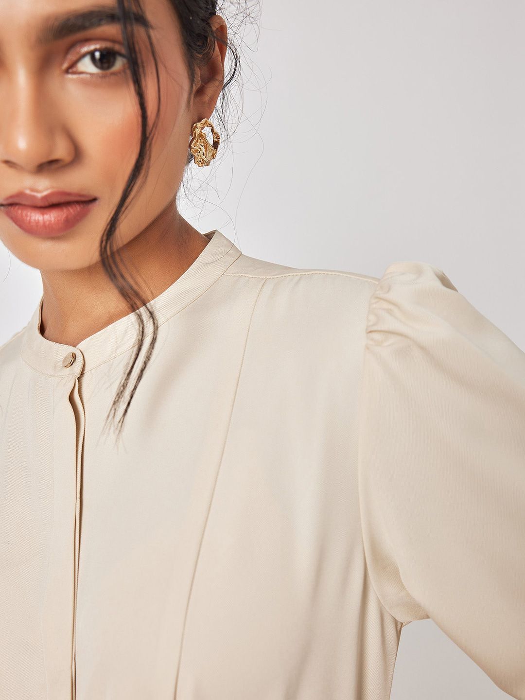 The Label Life Puff Sleeve A-Line Dress with Belt