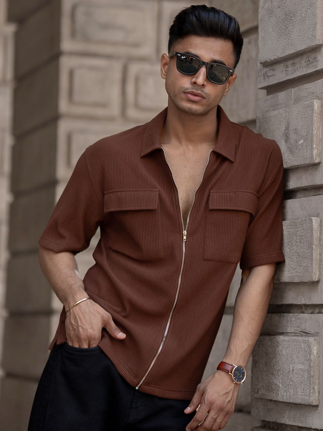 Powerlook Men Textured Oversized Casual Shirt