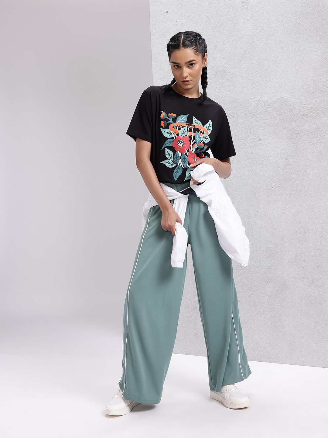 HRX by Hrithik Roshan Women Printed Drop-Shoulder Sleeves T-shirt