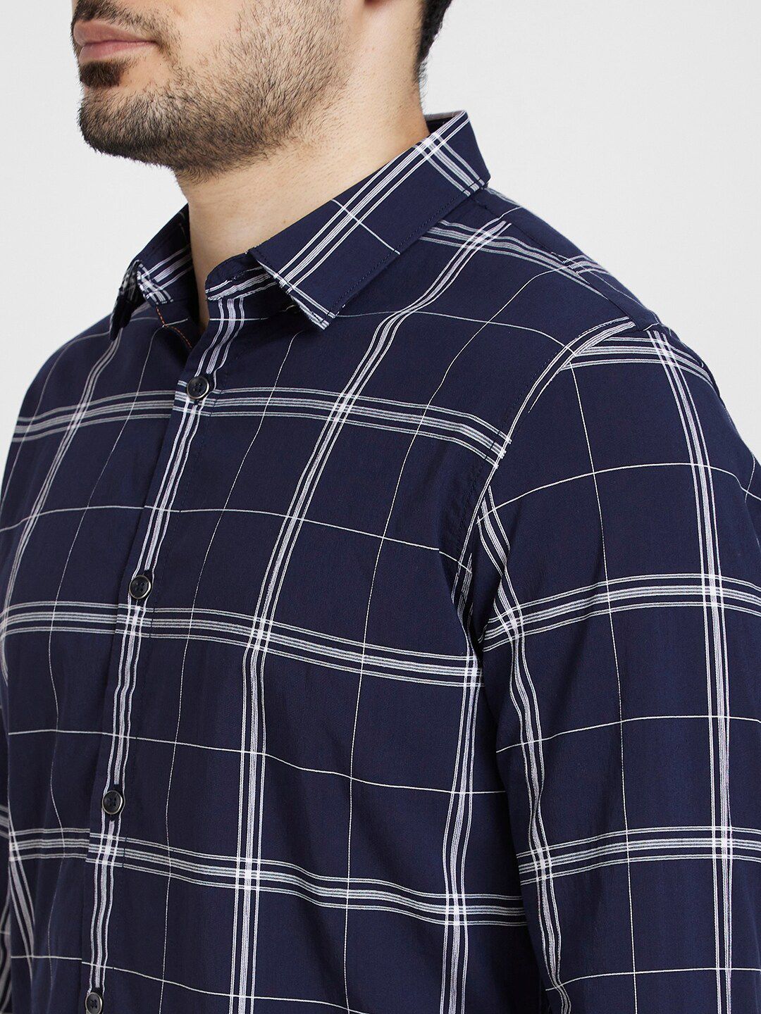 SPYKAR Classic Windowpane Checked Pure Cotton Casual Shirt