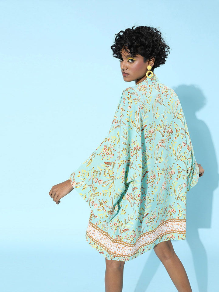 Berrylush Women Enchanting Sea Green 3 Piece Printed Jumpsuit