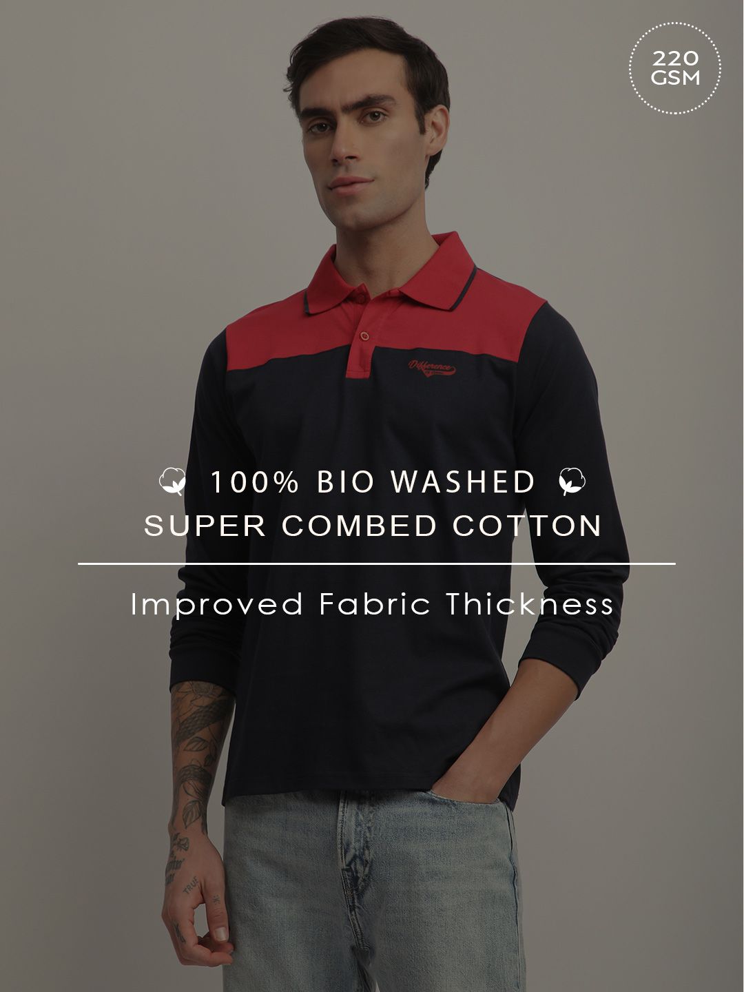 Difference Of Opinion Men Long Sleeve Regular Fit Polo Tshirt