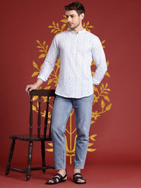 Anouk Mandarin Collar Floral Printed Pure Cotton Kurta