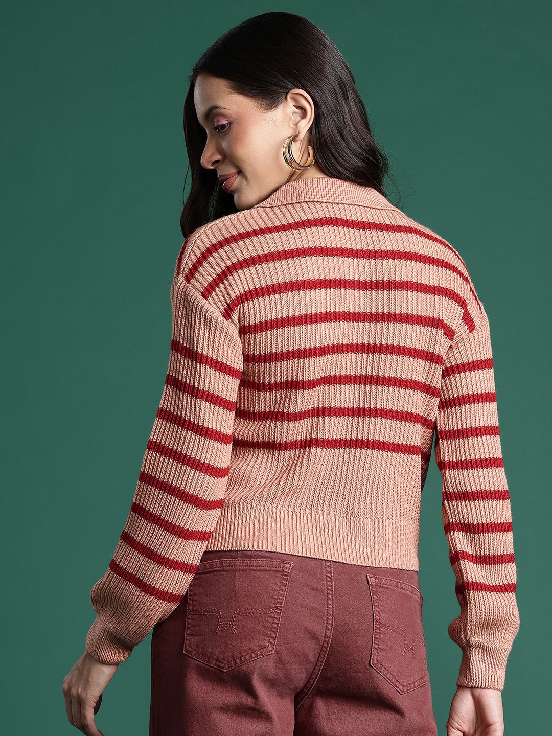 DressBerry Ribbed Striped Pullover