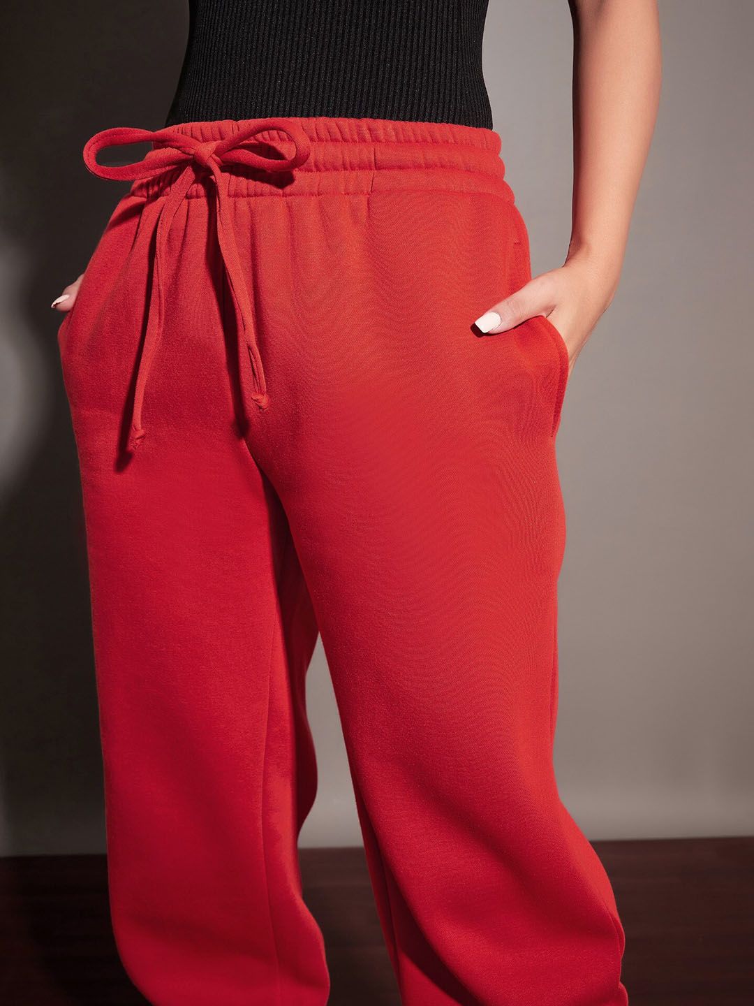 SASSAFRAS Women Red Relaxed-Fit Joggers