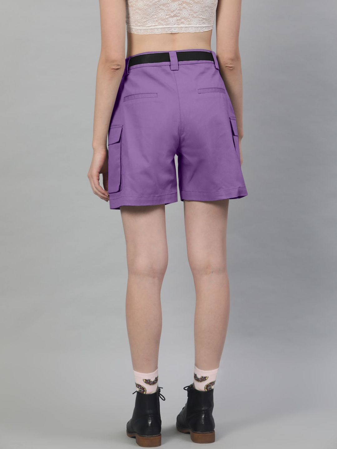 STREET 9 Women Lavender Solid Regular Fit Sports Shorts