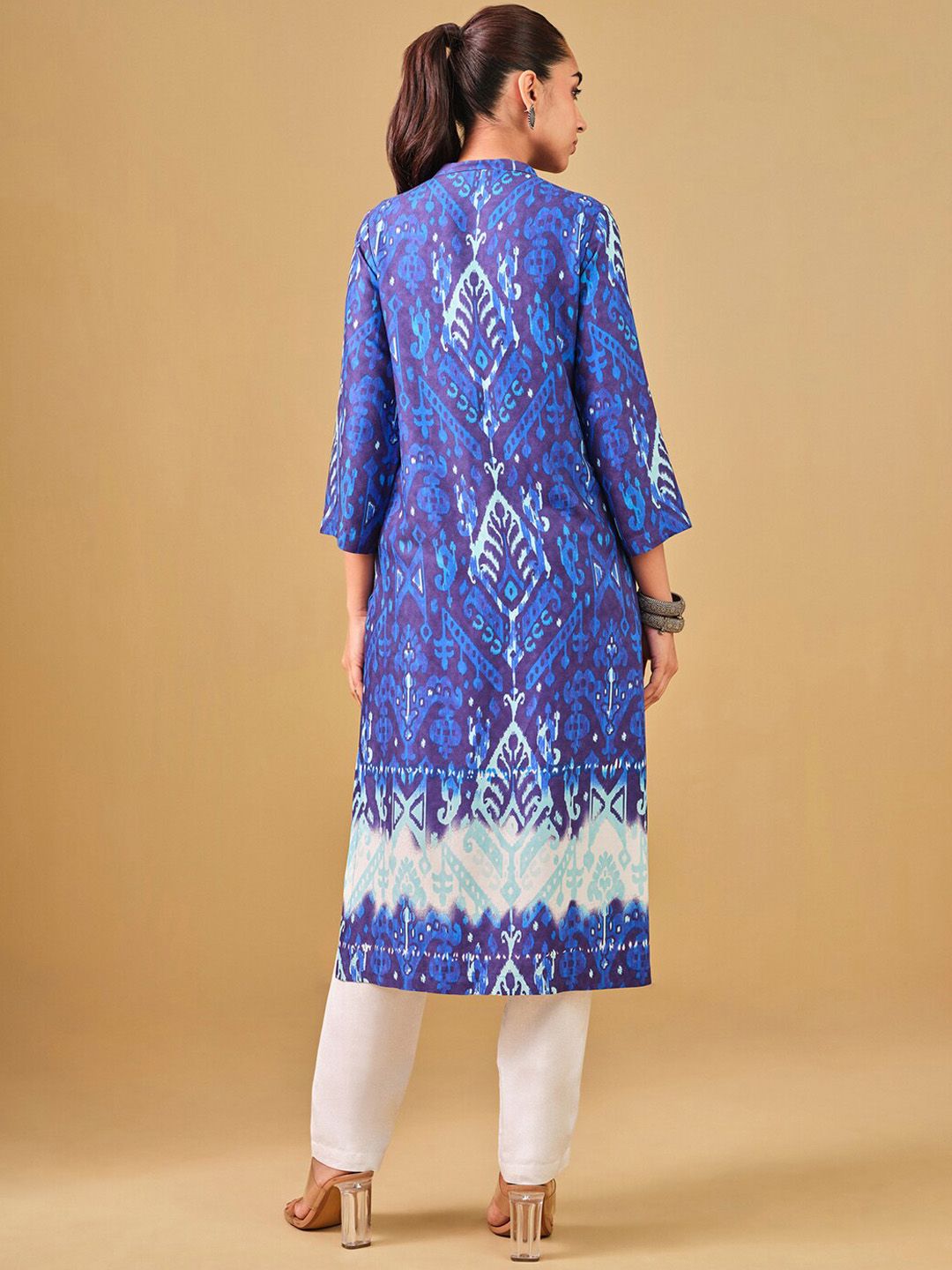 Global Desi Printed Pleated Straight Kurta