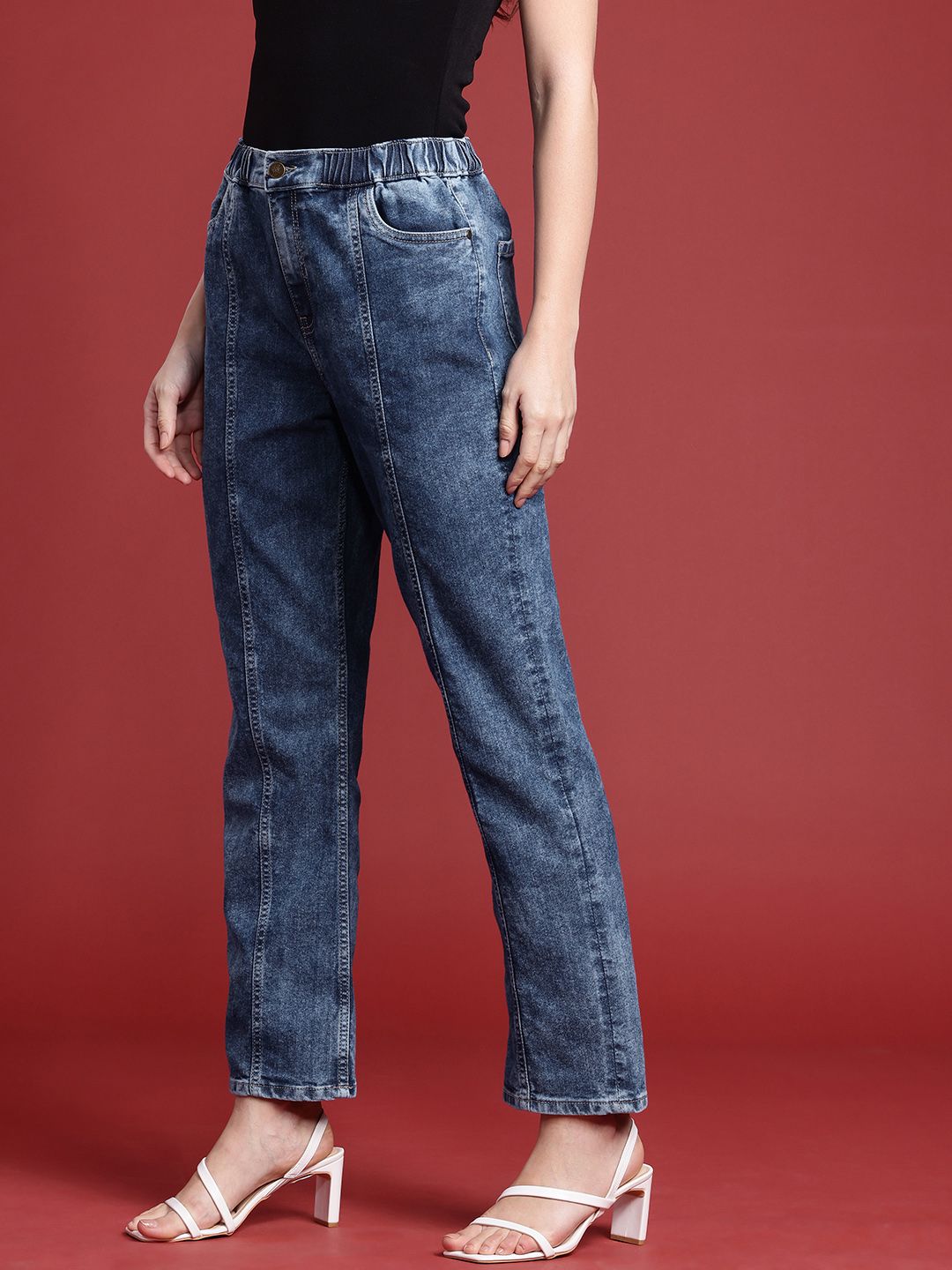 all about you Women Slim Straight Fit High-Rise Light Fade Stretchable Jeans