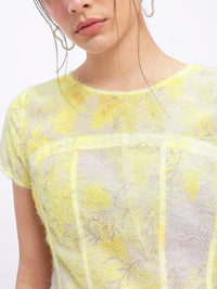 DressBerry Corset Style Fuzzy Abstract Print Top