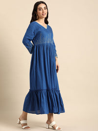 Anouk V-Neck A-Line Maxi Ethnic Dress