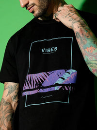 Bewakoof Men Black Printed Round Neck Pure Cotton T-shirt