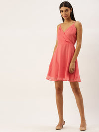 Berrylush Women Pink Self Design Fit and Flare Dress