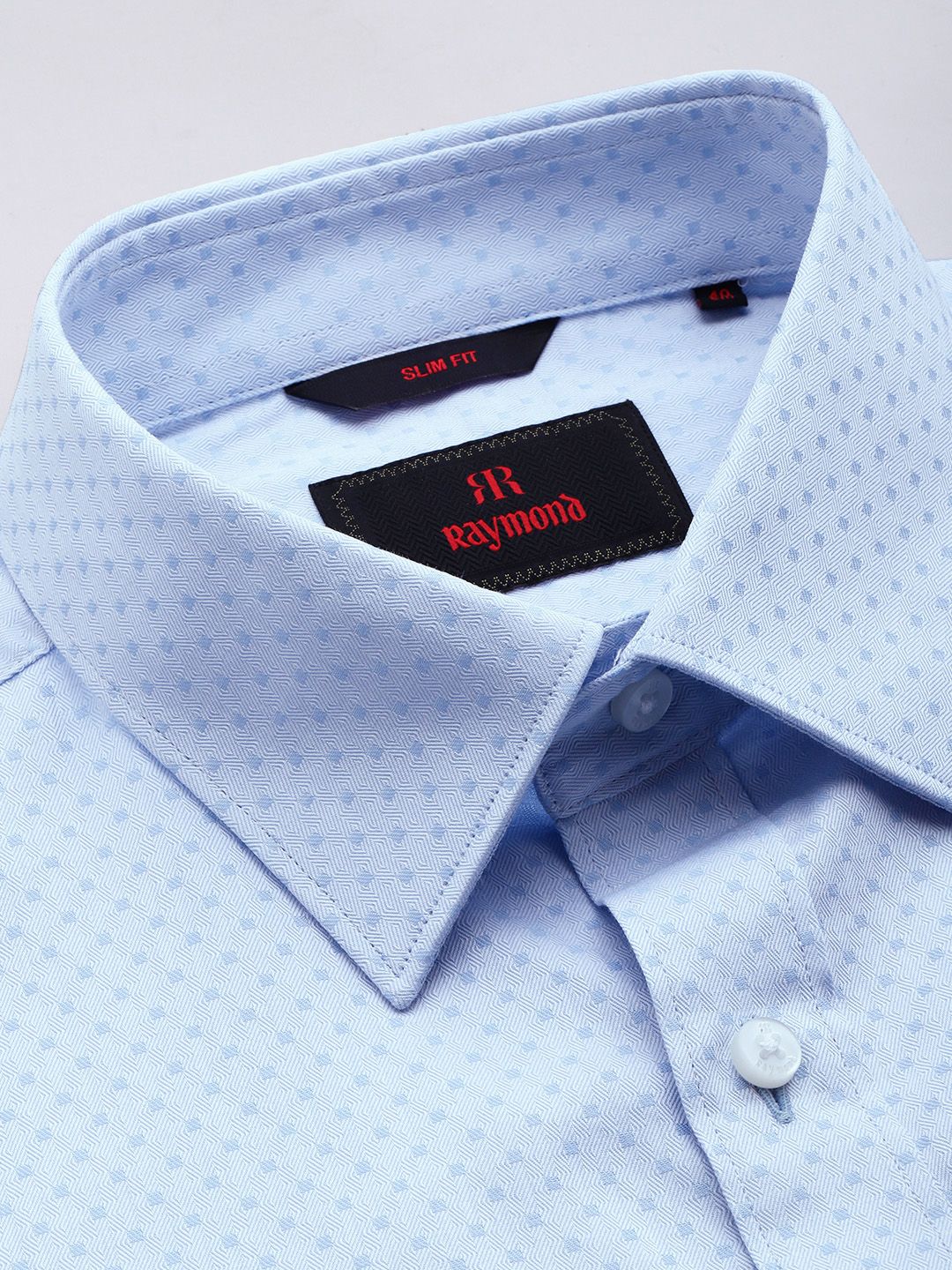 Raymond Pure Cotton Self Design Slim Fit Textured Formal Shirt