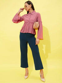 Athena Bell Sleeve Ruffled Shirt Style Top