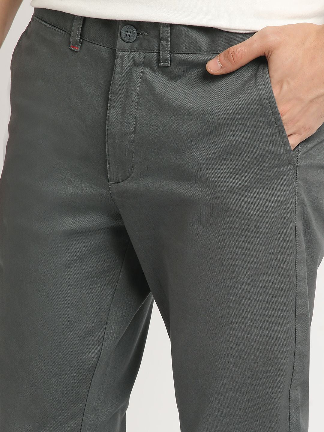 THE BEAR HOUSE Men's Slim Fit Mid Rise Casual Trouser