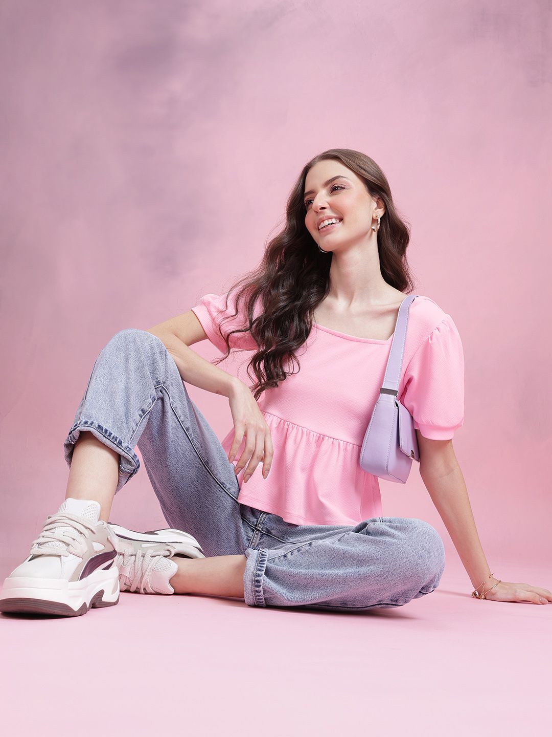 DressBerry Puff Sleeve Peplum Top