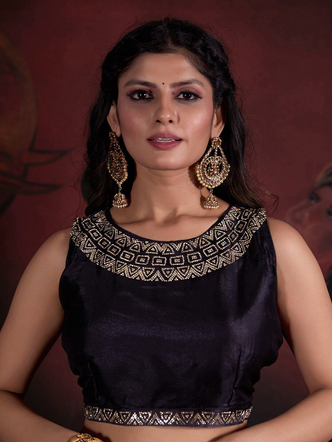 Saree mall Omber Beads & Stones Organza Sarees