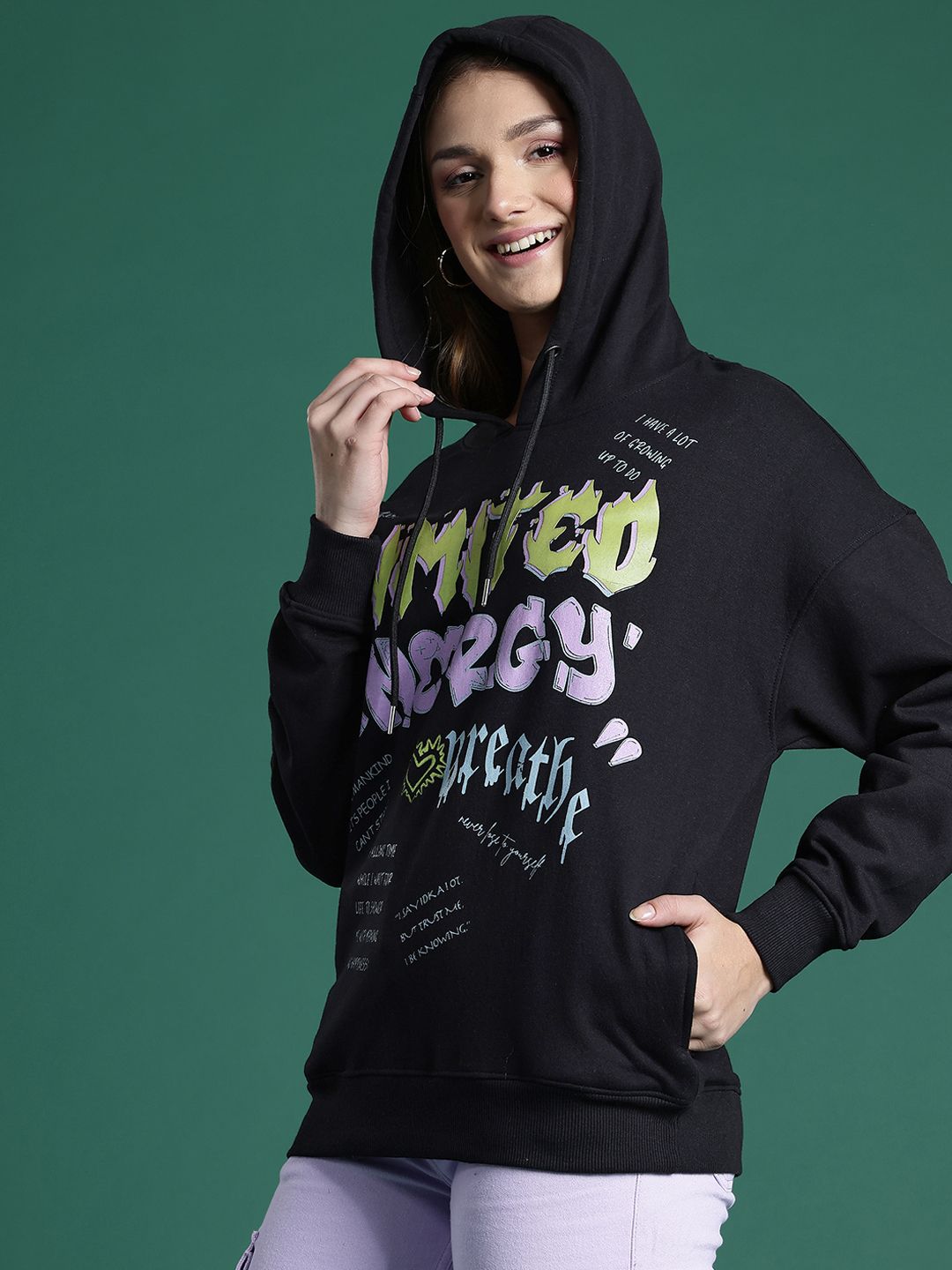 DressBerry Women Printed Hooded Sweatshirt