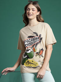 DressBerry Women Pure Cotton Printed Drop-Shoulder Sleeves T-shirt