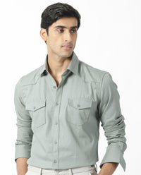 RARE RABBIT Men Belia Slim Fit Spread Collar Cotton Shirt