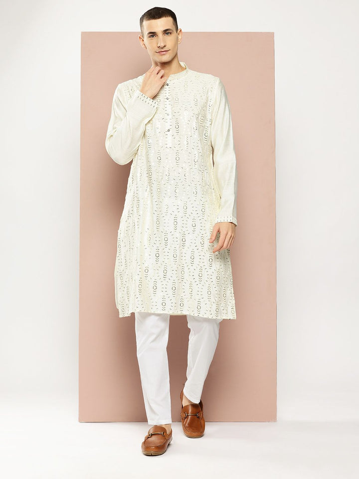 See Designs Embroidered Sequinned Kurta with Pyjamas