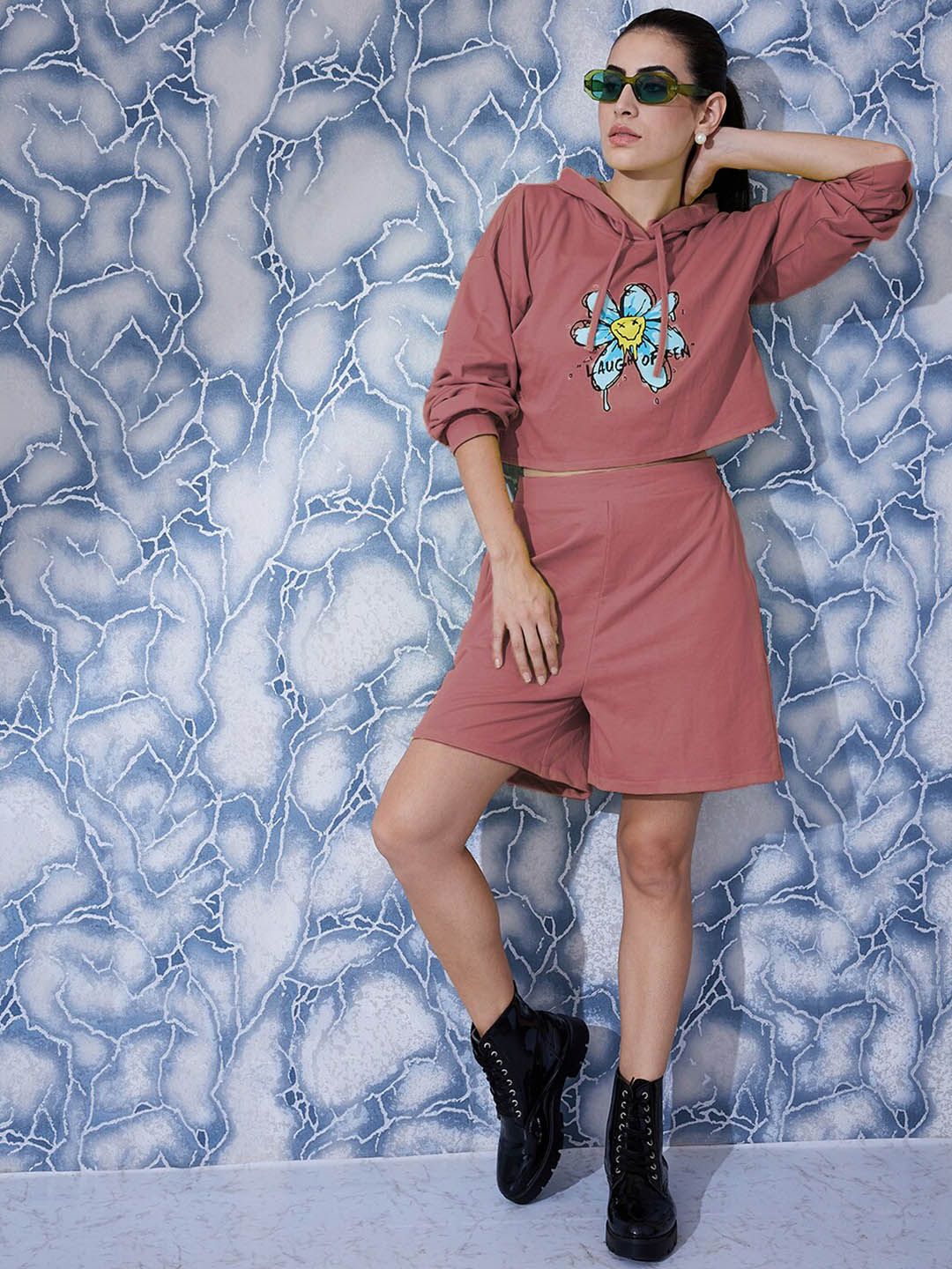 Athena Graphic Printed Sweatshirt With Short Co-Ords