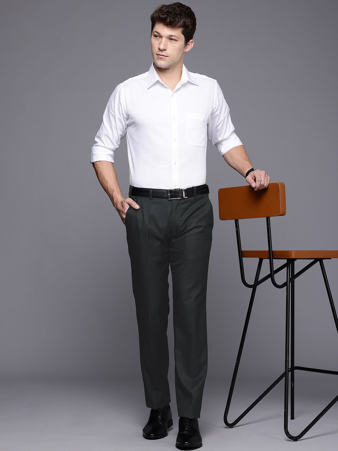 Raymond Men Checked Slim Fit Formal Trousers