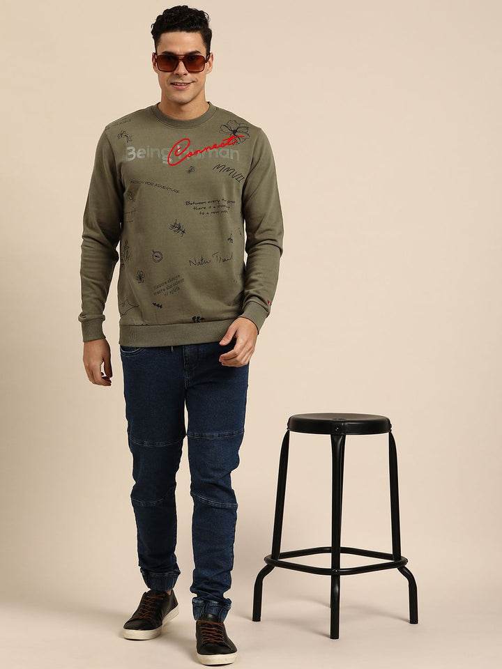 Being Human Men Graphic Printed Pure Cotton Sweatshirt