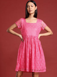 all about you Puff Sleeve Lace A-Line Dress