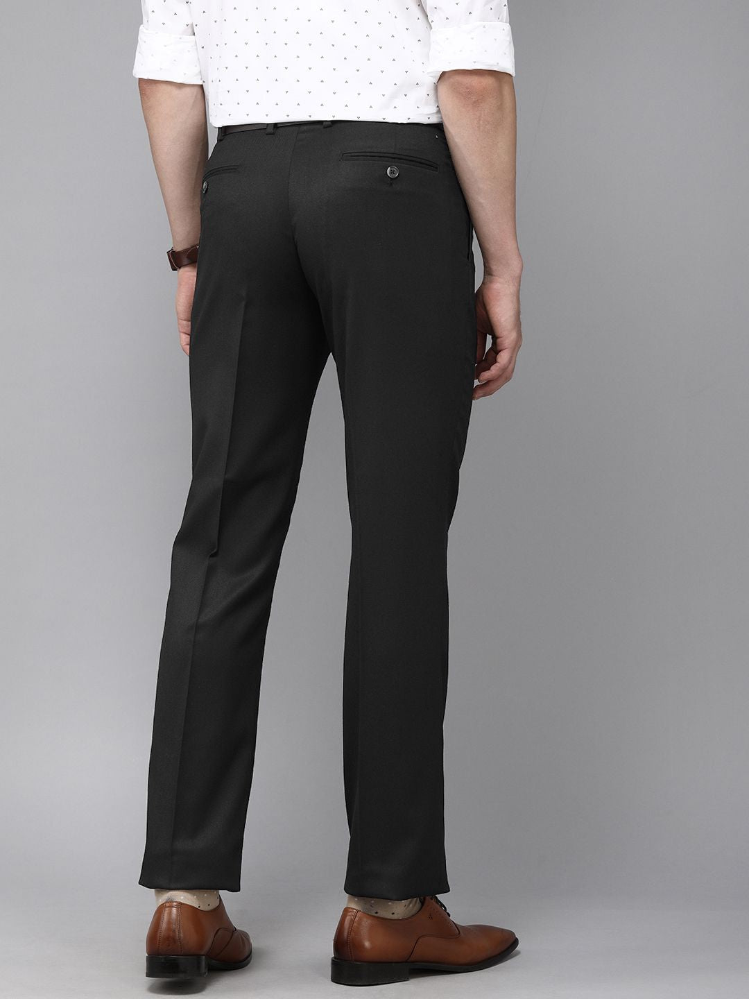 Park Avenue Men Black Smart Fit Low-Rise Formal Trousers