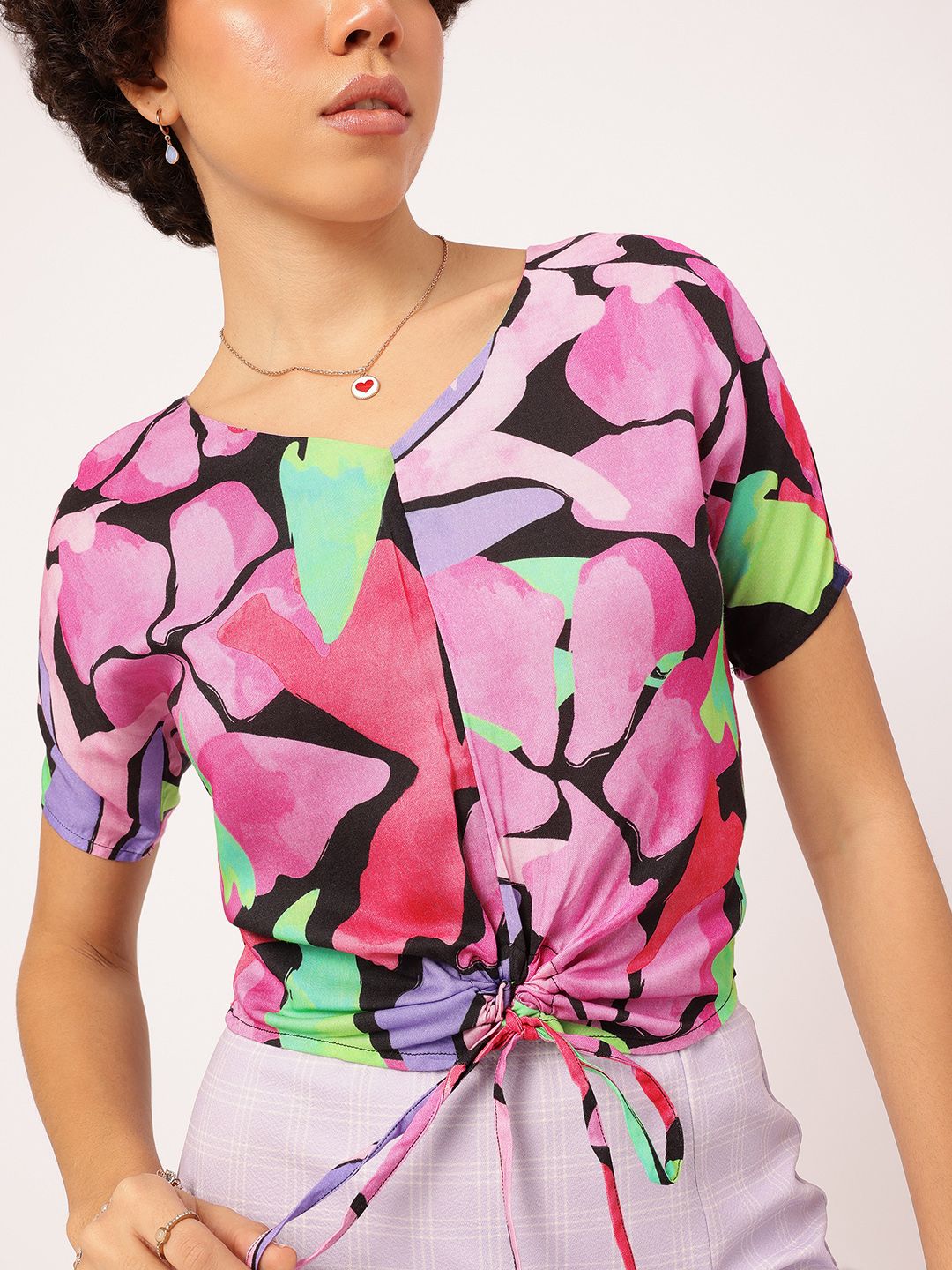 DressBerry Blush & Bold Printed Ruched Top