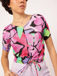 DressBerry Blush & Bold Printed Ruched Top