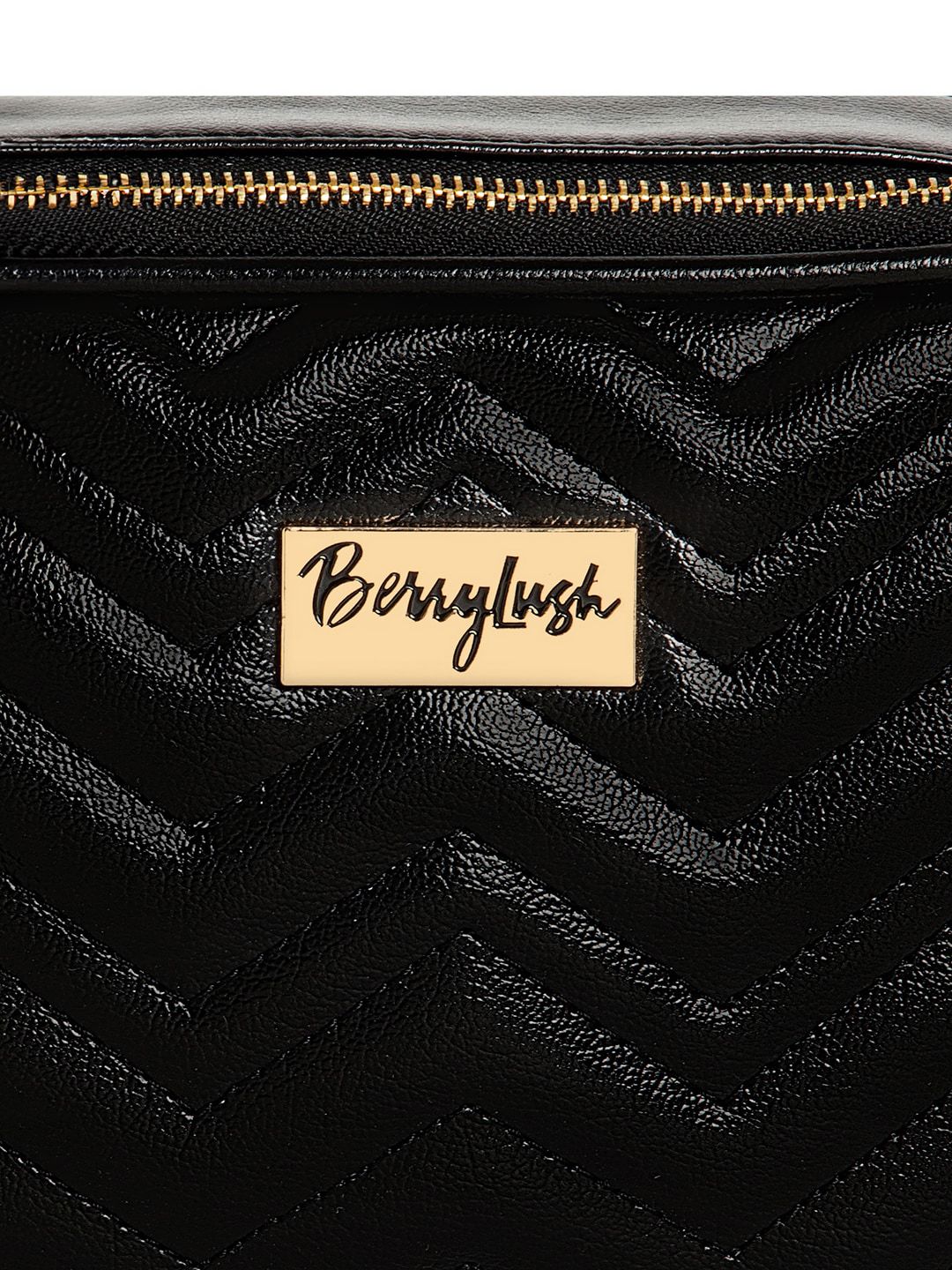 Berrylush Black Textured Structured Sling Bag