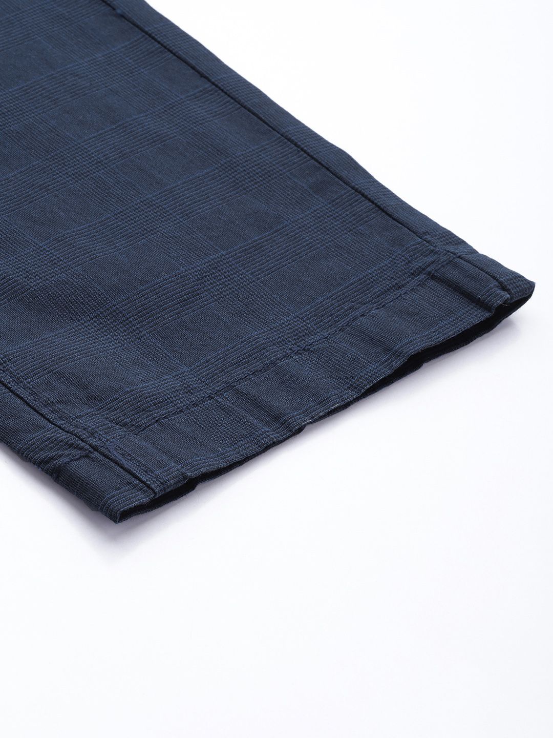 Being Human Men Navy Blue Regular Fit Checked Chinos