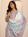 Libas Printed Regular Gotta Patti Pure Cotton Straight Kurta with Trousers & Dupatta
