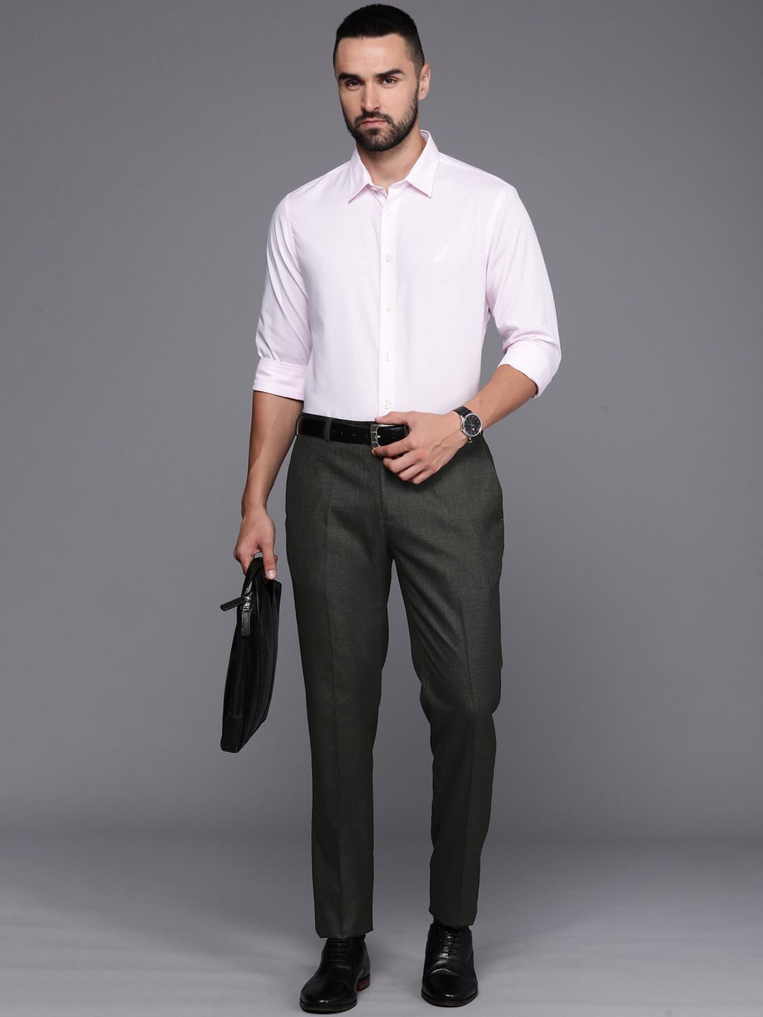 Raymond Men Textured Slim Fit Formal Trousers